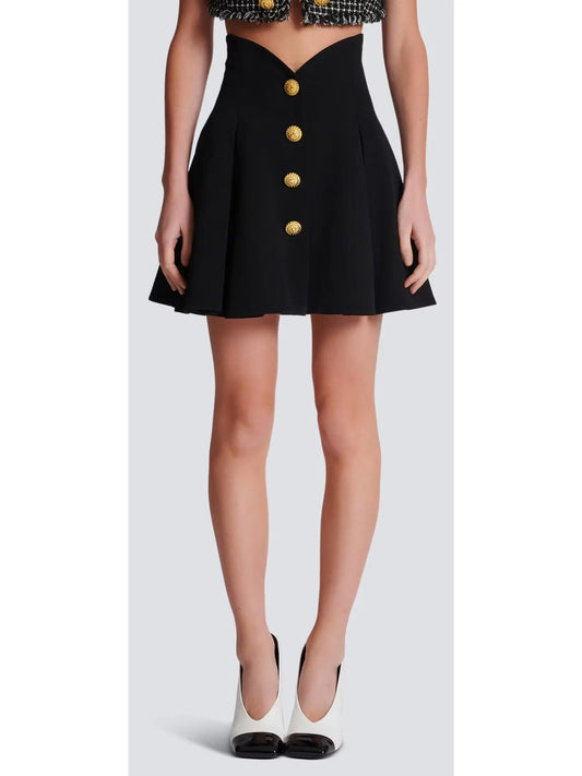 Black Pleated Crepe Tulip Skirt - Branna Couture