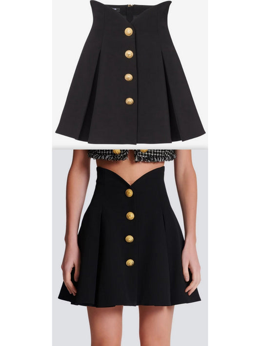 Black Pleated Crepe Tulip Skirt - Branna Couture