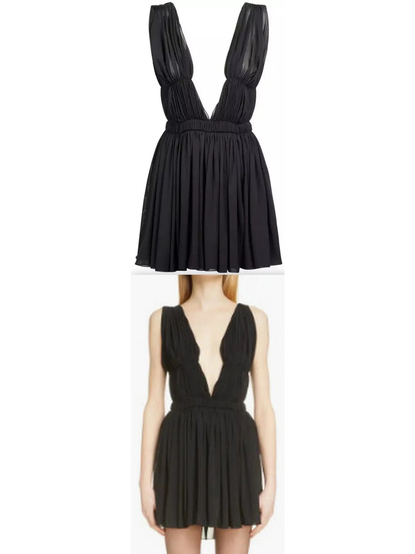 Black Pleated Open-Back Mini Dress - Branna Couture