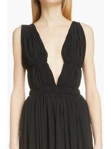 Black Pleated Open-Back Mini Dress - Branna Couture