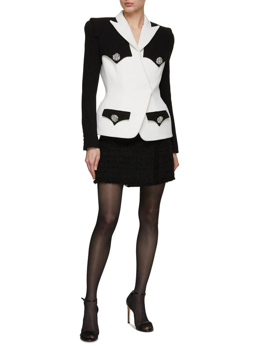 Black and White Double-Crepe Jacket - Branna Couture