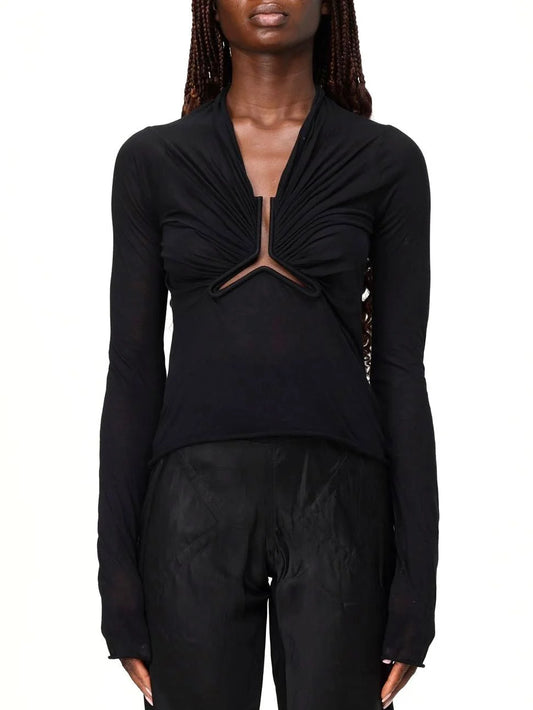 Black Long-Sleeve Stretch Prong Top - Small - Tops