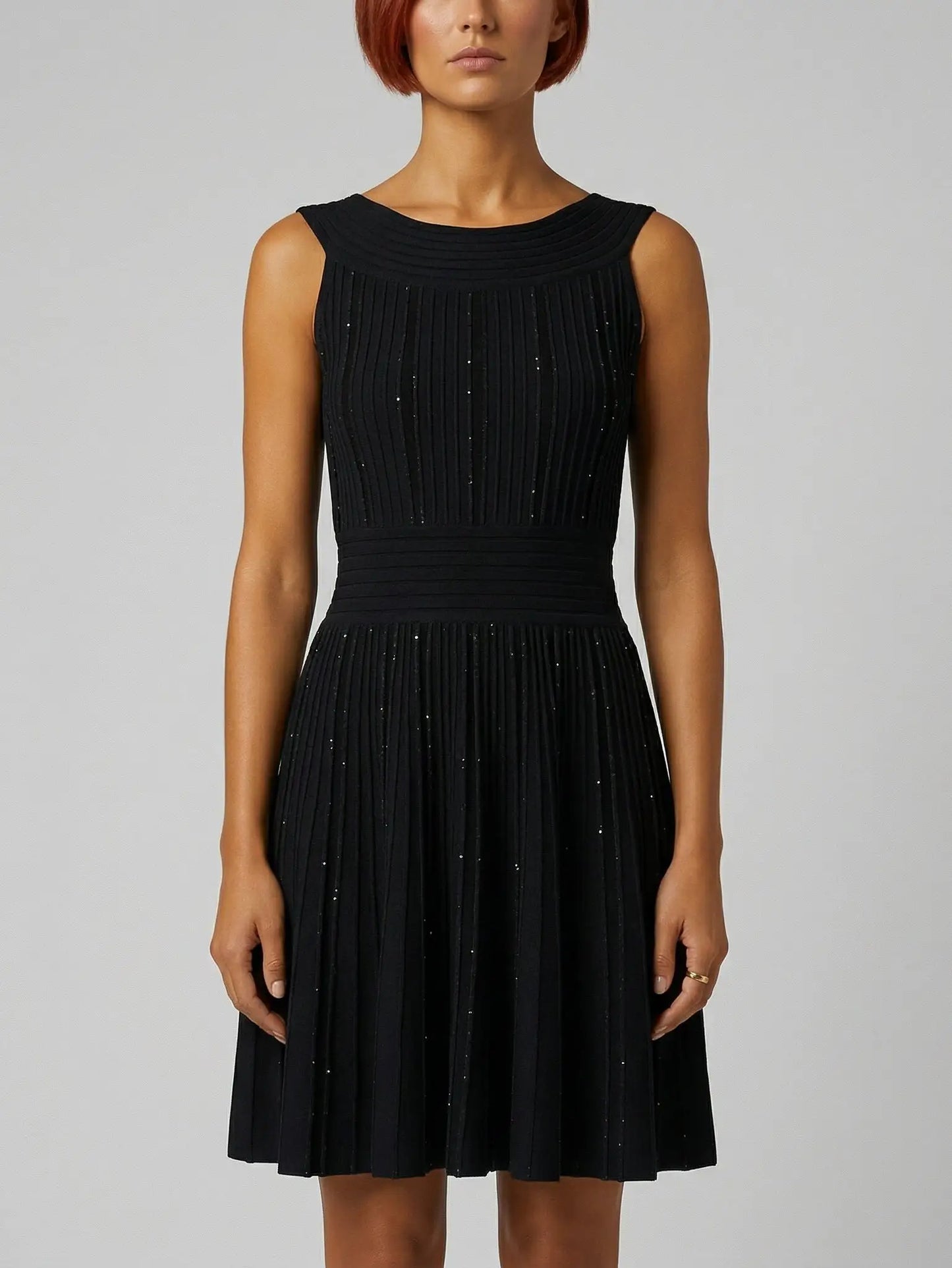 Black Paneled Knit Sparkle Mini Dress - Small - Dresses