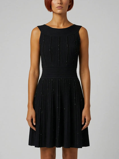 Black Paneled Knit Sparkle Mini Dress - Small - Dresses