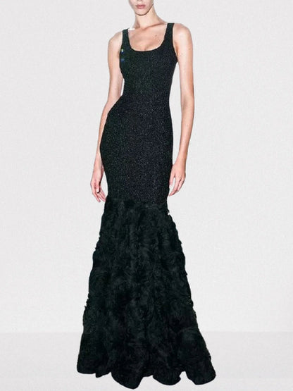 Black Stretch Knit Mermaid Tank Gown - XS - Dresses
