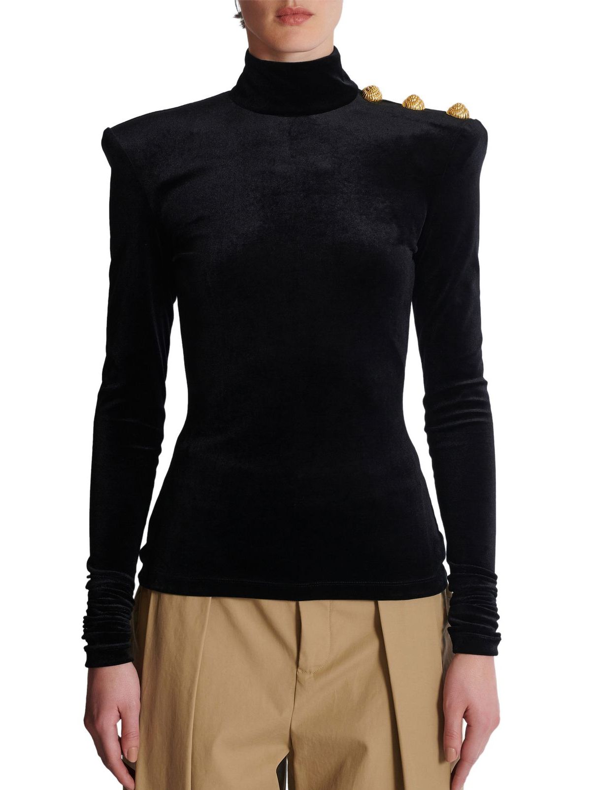 Black Velvet Mock-Neck Top Branna Couture