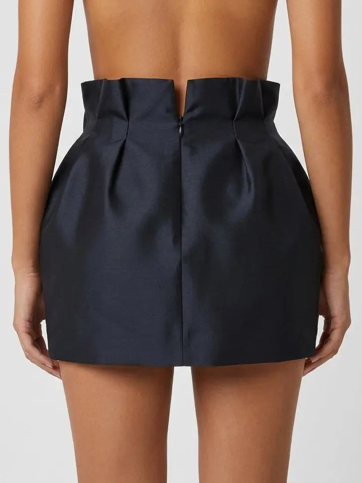 Black 3D Flower Detail Mini Skirt - Skirts