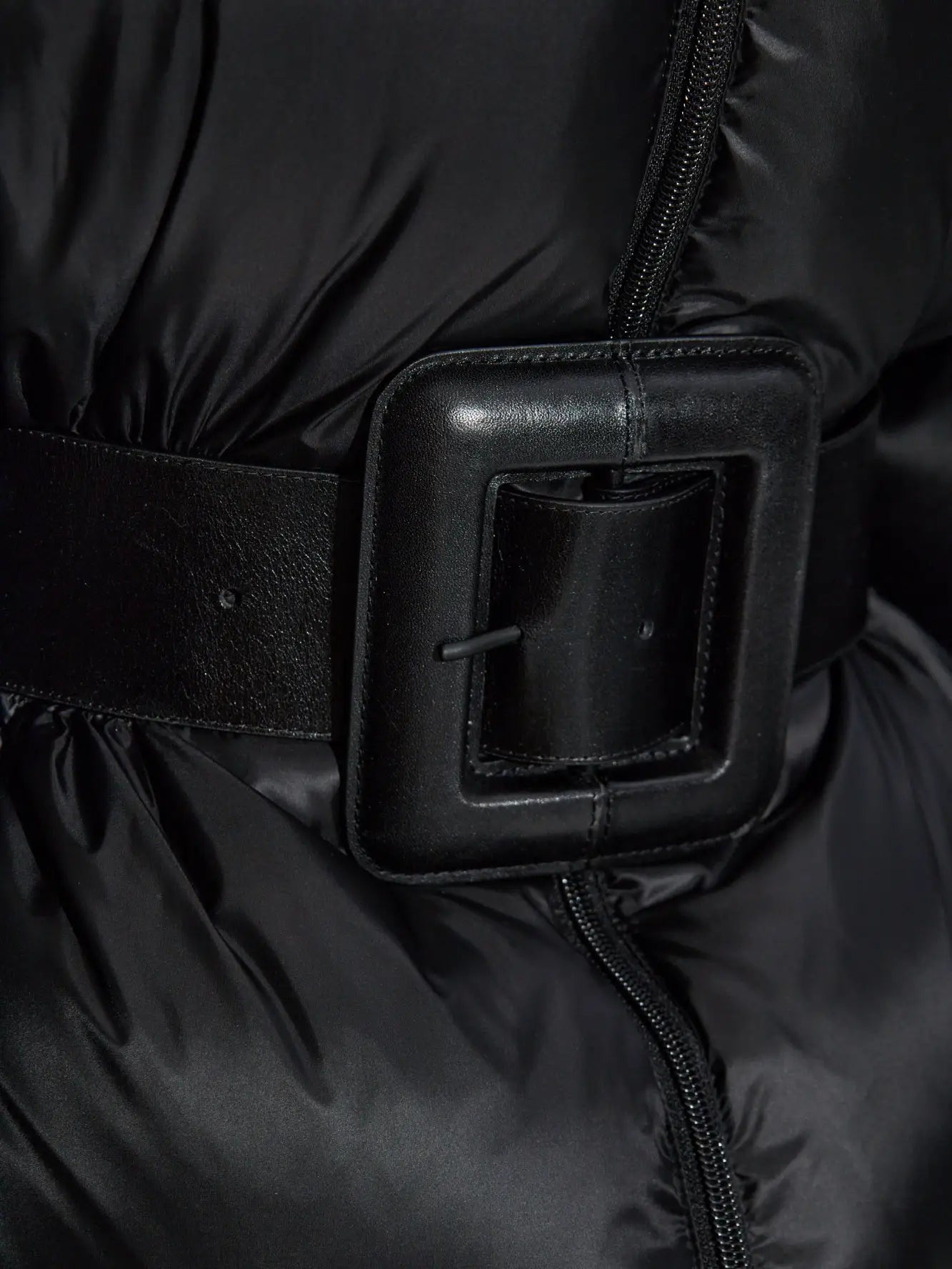 Black Belted Down Puffer Jacket - Jackets