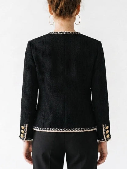 Bow-Detailed Single-Breasted Blazer in Black - Jackets