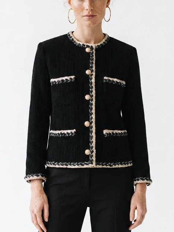Bow-Detailed Single-Breasted Blazer in Black - Jackets