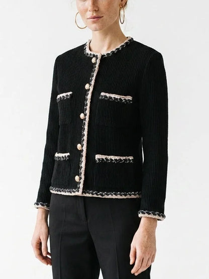 Bow-Detailed Single-Breasted Blazer in Black - Jackets