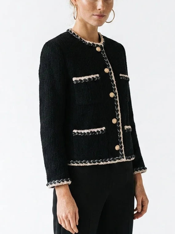 Bow-Detailed Single-Breasted Blazer in Black - Jackets