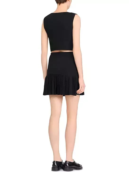 Black Cropped Knit Top and Skirt Set - Suits & Sets