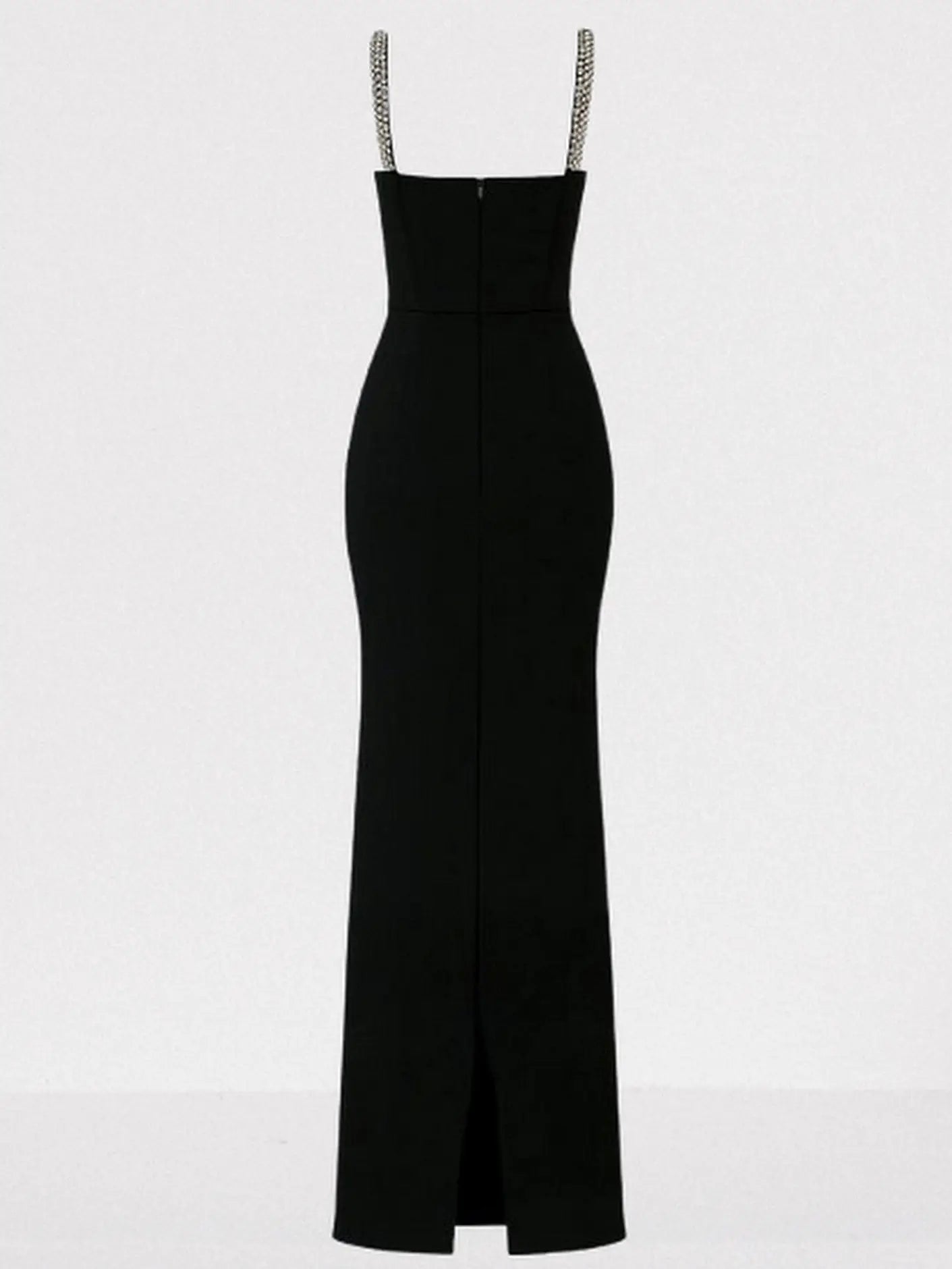 Black Crystal-Embellished Cut-Out Maxi Gown - Dresses