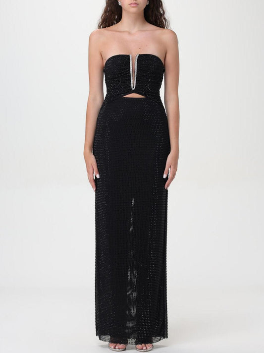 Black Crystal-Embellished Cut-Out Strapless Maxi Dress - Branna Couture