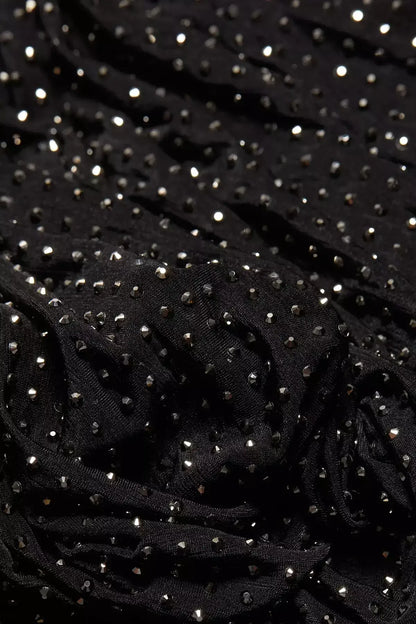 Black Crystal-Embellished Draped Jersey Mini Dress - Dresses