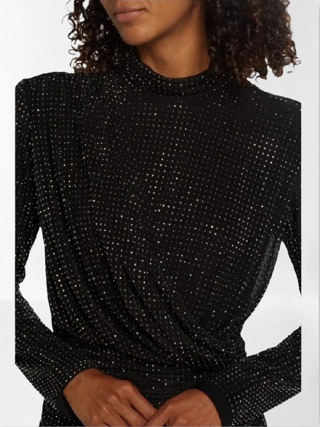 Black Crystal-Embellished Draped Jersey Mini Dress - Dresses