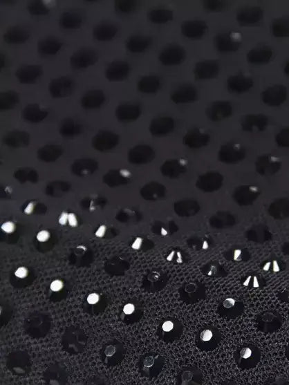 Black Crystal Embellished Mesh Shirt - Tops