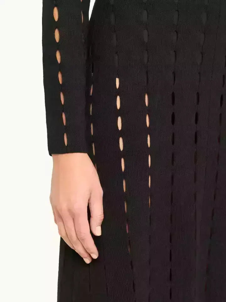 Black Cut-Out Long-Sleeve Knit Maxi Dress - Dresses