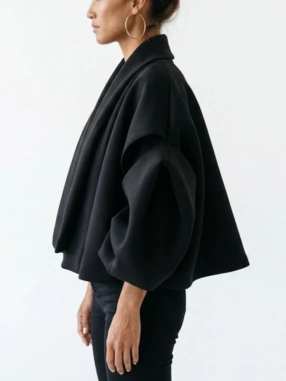 Drawstring Black Padded Bomber Jacket - Jackets