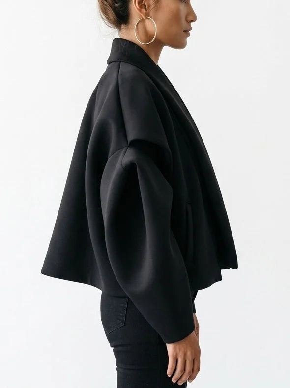 Drawstring Black Padded Bomber Jacket - Jackets