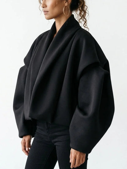 Drawstring Black Padded Bomber Jacket - Jackets