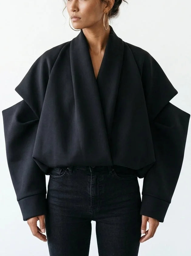 Drawstring Black Padded Bomber Jacket - Jackets