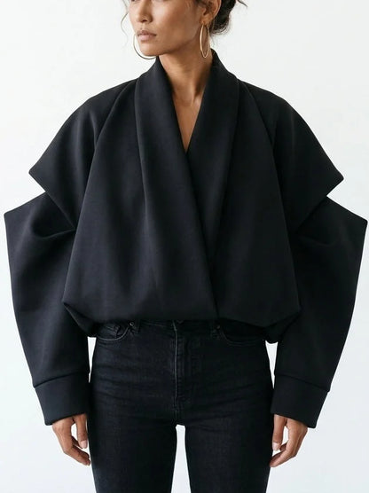 Drawstring Black Padded Bomber Jacket - Jackets