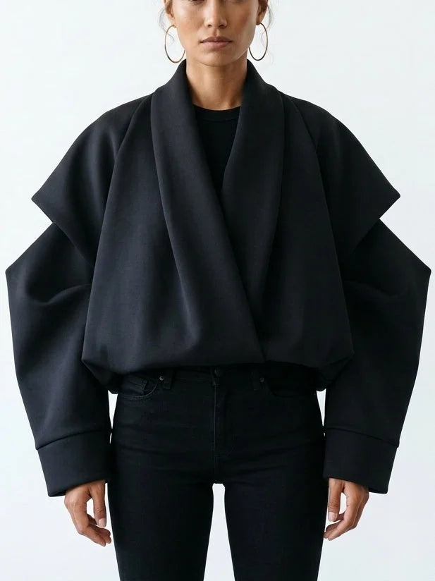 Drawstring Black Padded Bomber Jacket - Jackets