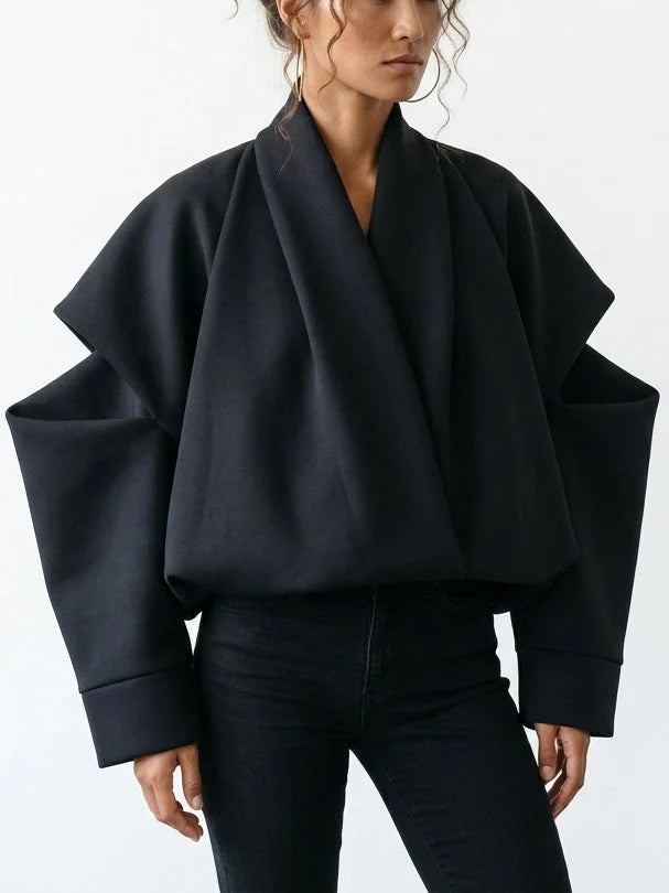 Drawstring Black Padded Bomber Jacket - Jackets
