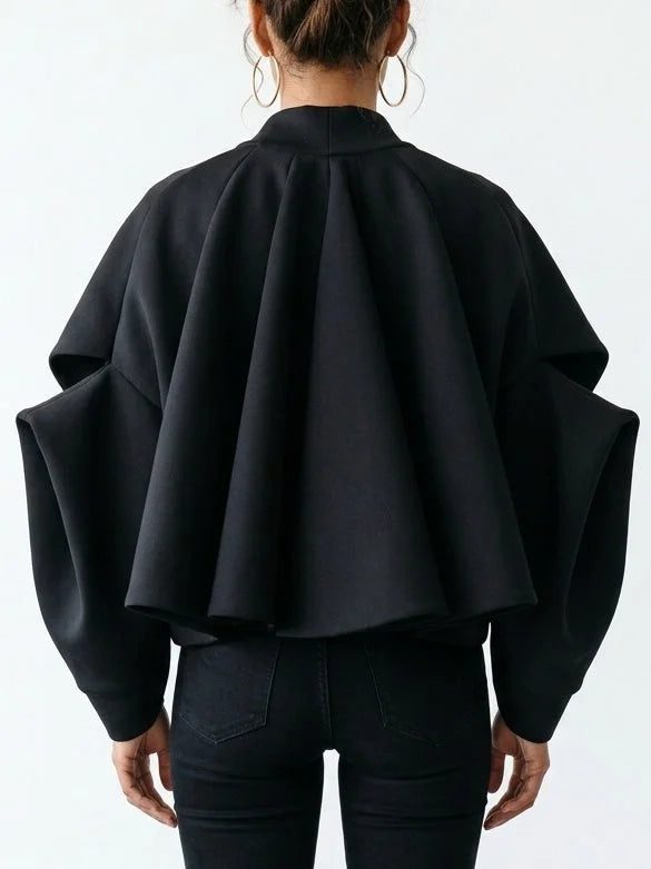 Drawstring Black Padded Bomber Jacket - Jackets