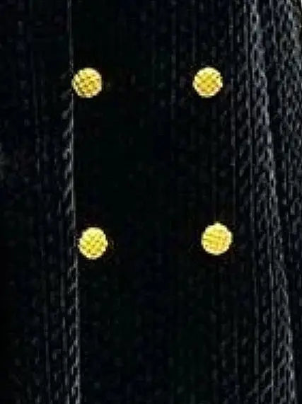 Black Quilted Velvet Coat with Gold Buttons - Coats