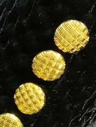 Black Quilted Velvet Coat with Gold Buttons - Coats