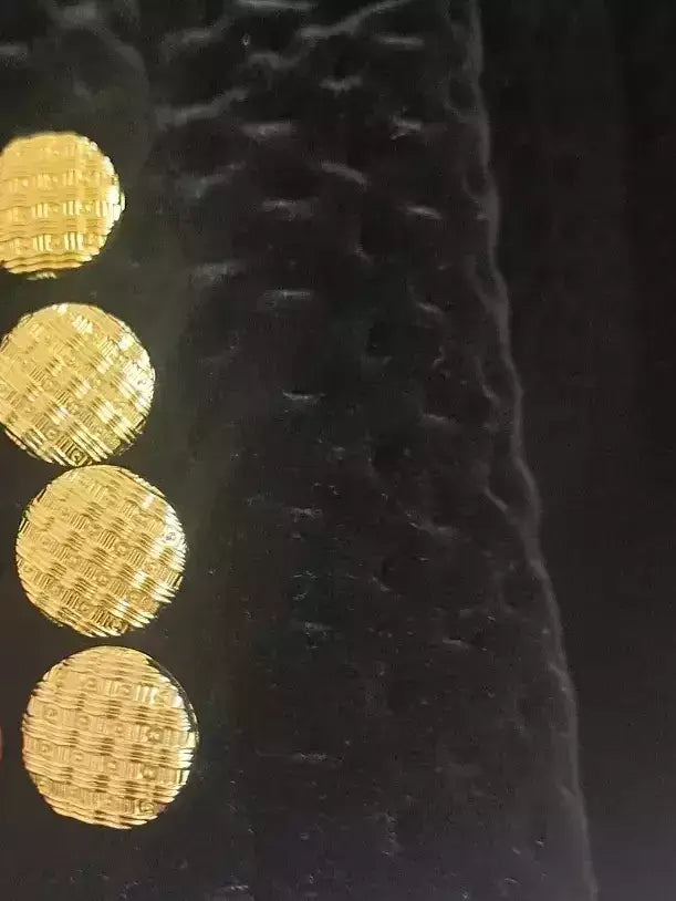 Black Quilted Velvet Coat with Gold Buttons - Coats