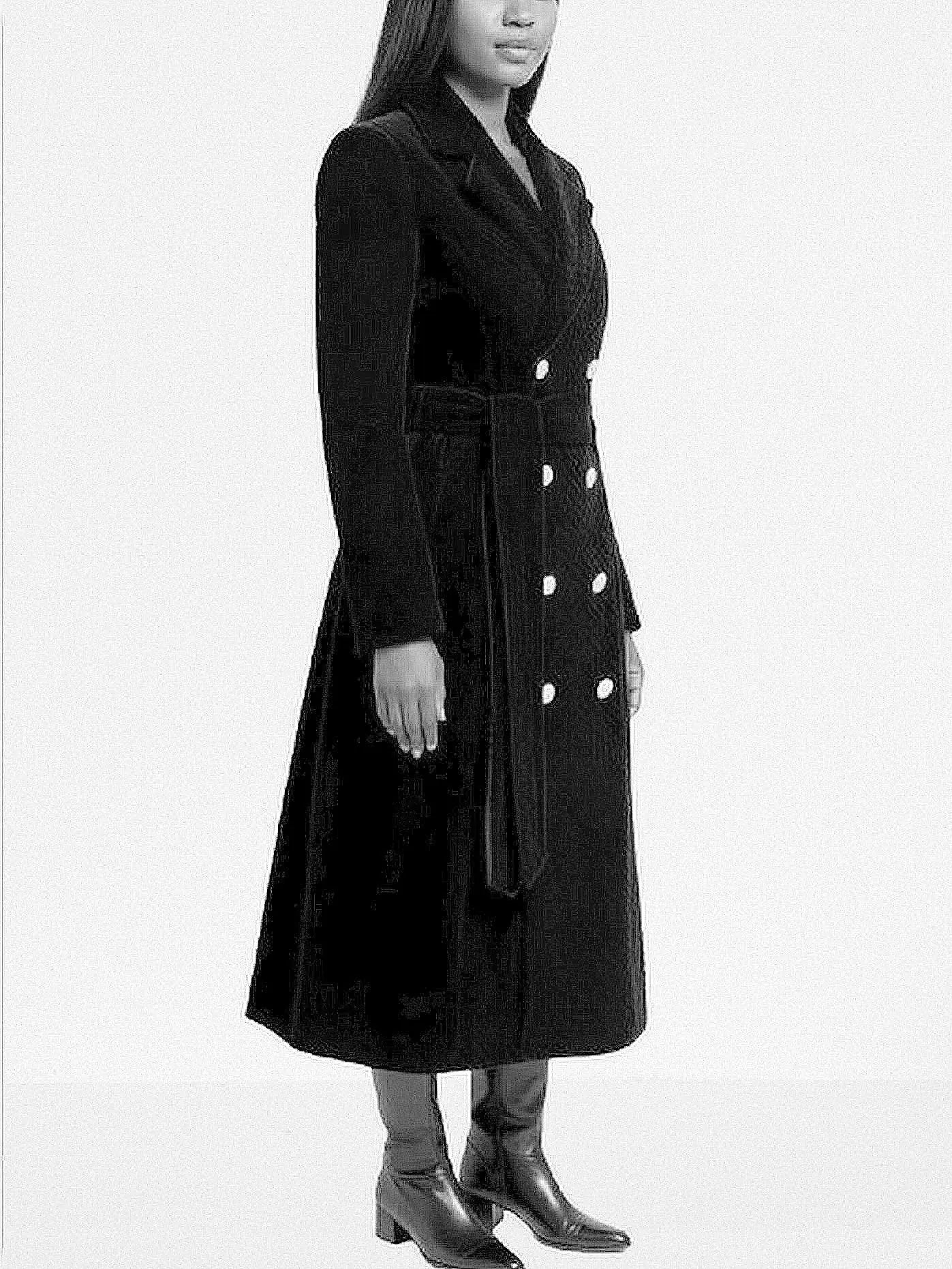 Black Quilted Velvet Coat with Gold Buttons - Coats