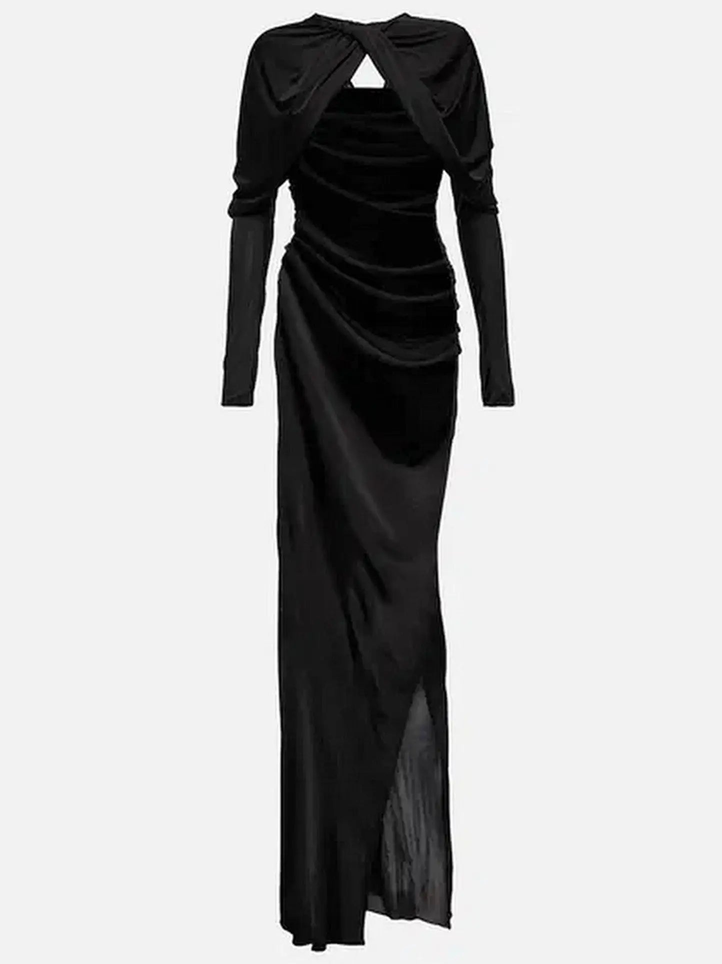 Black Draped Cut-Out Maxi Dress - Dresses