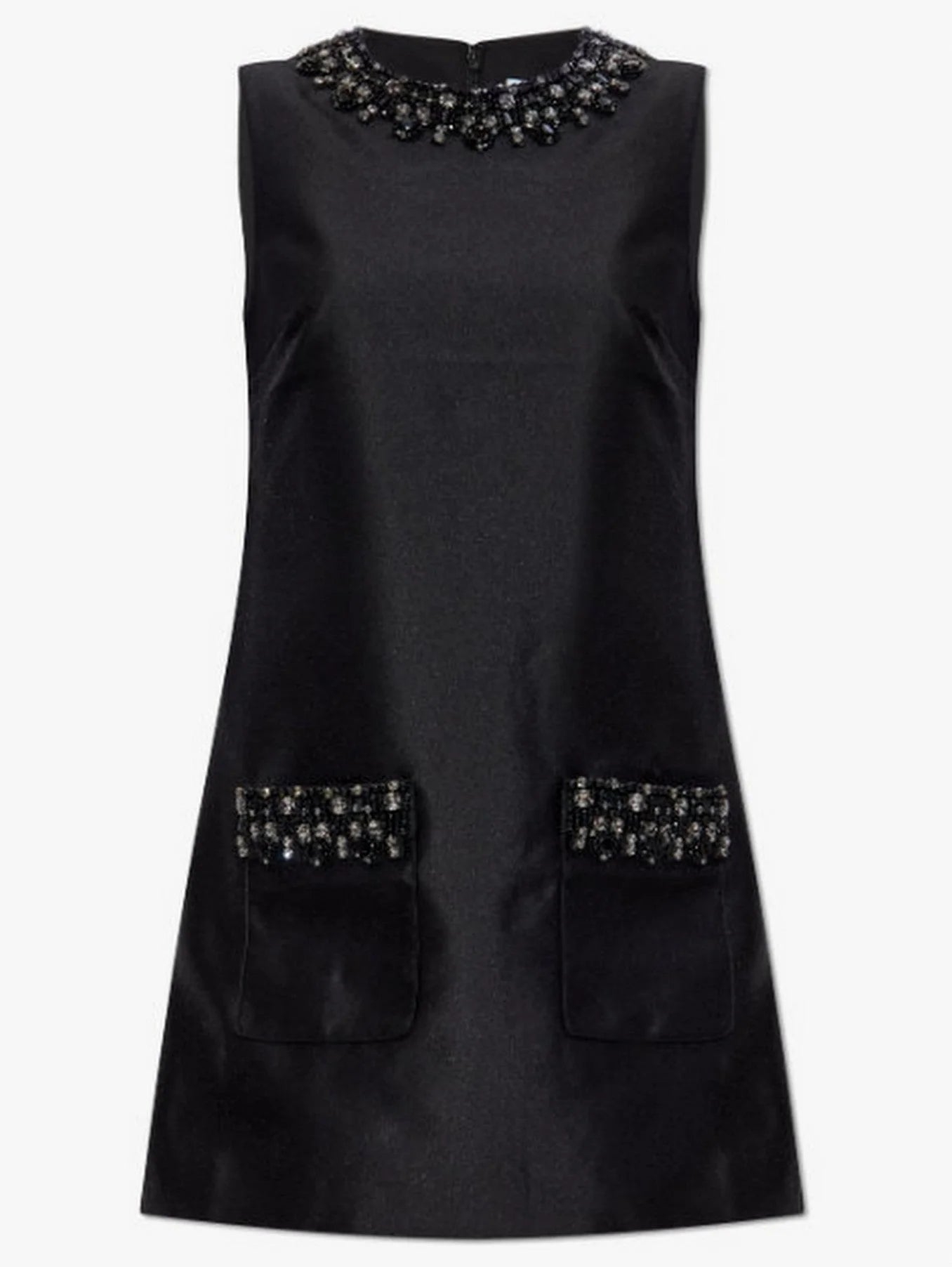 Black Embellished Sleeveless Mini Shift Dress