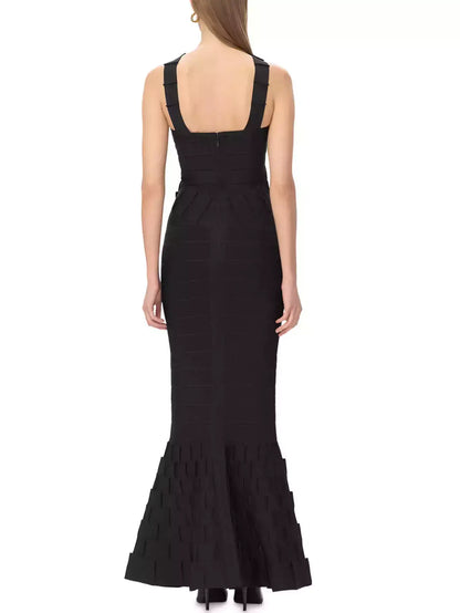 Black Halter Bandage Mermaid Maxi Dress - Dresses