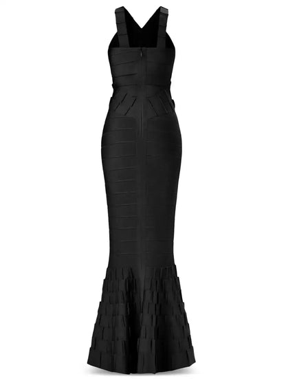 Black Halter Bandage Mermaid Maxi Dress - Dresses