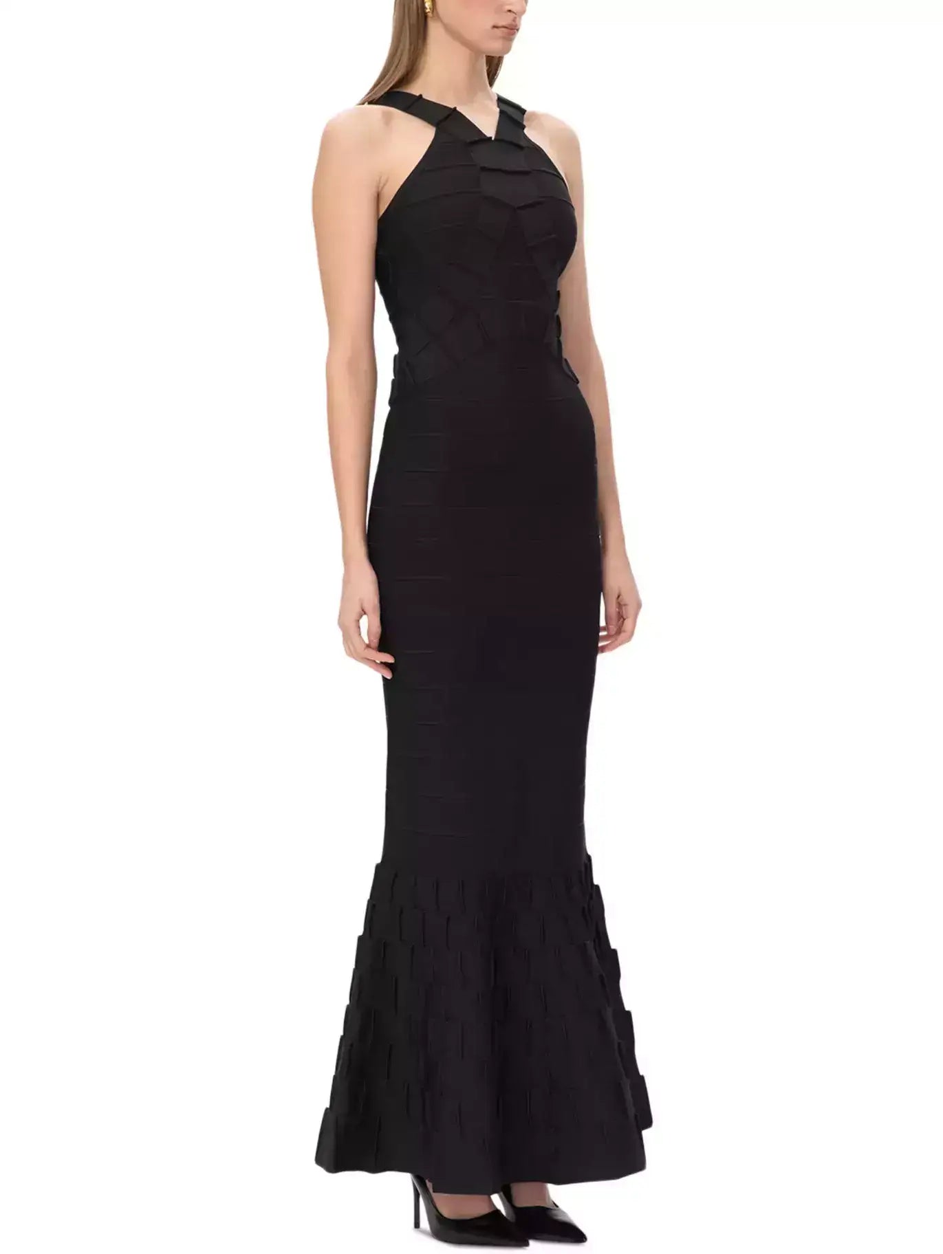 Black Halter Bandage Mermaid Maxi Dress - Dresses