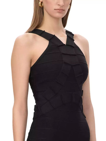 Black Halter Bandage Mermaid Maxi Dress - Dresses