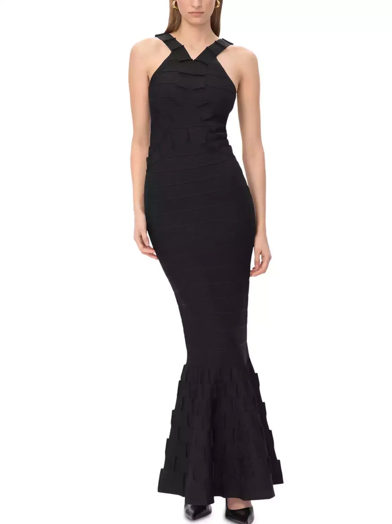 Black Halter Bandage Mermaid Maxi Dress - XS - Dresses