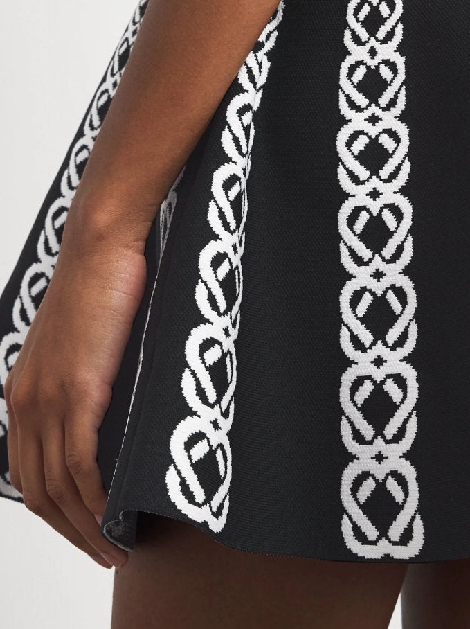 Black Jacquard Knit Flared Mini Dress - Dresses