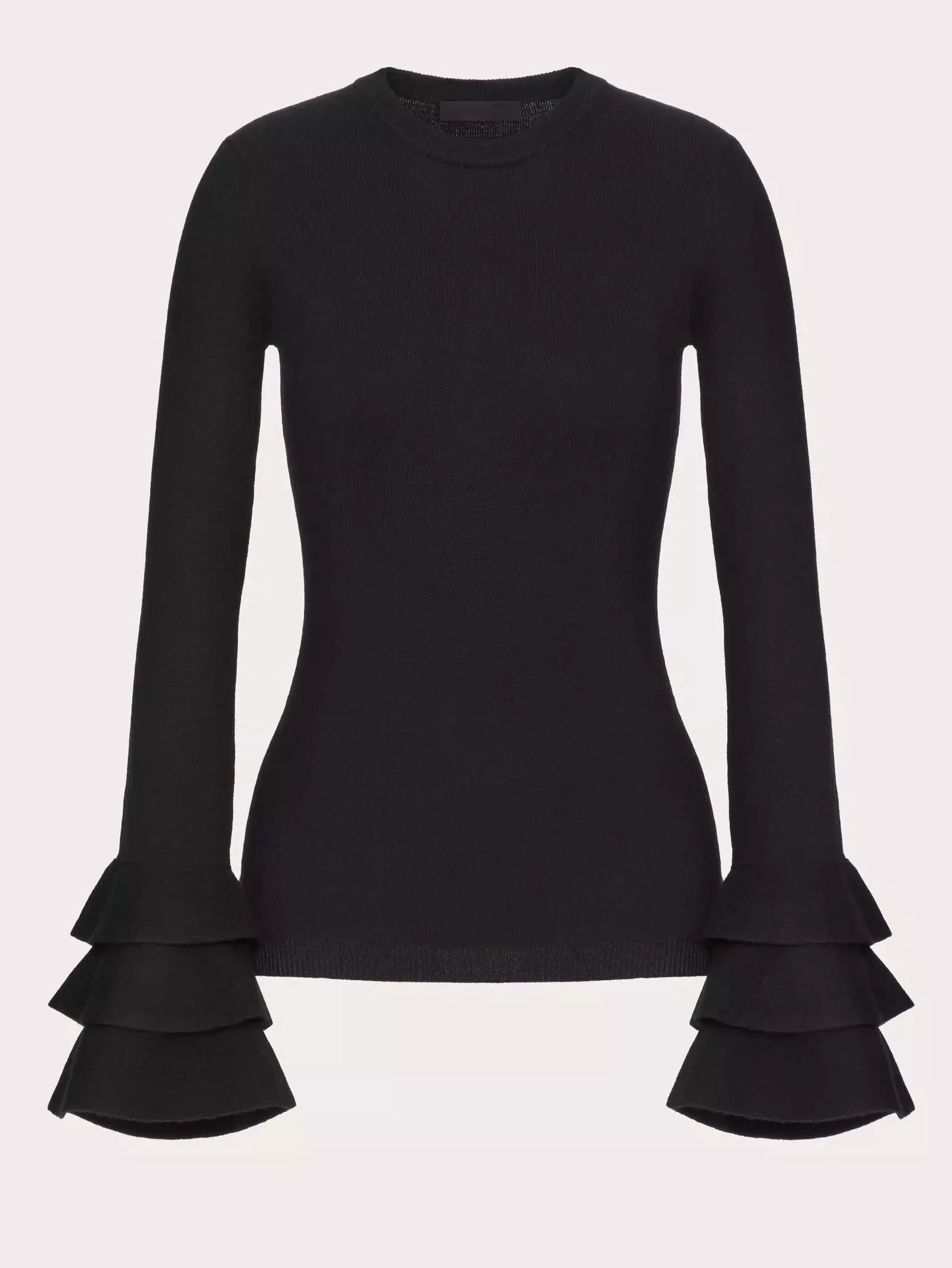 Black Knit Ruffle-Cuff Sweater Branna Couture