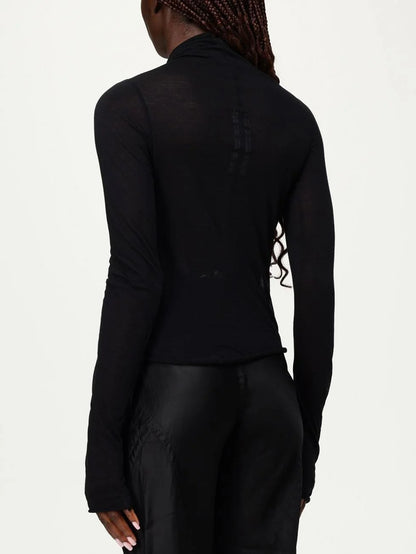 Black Long-Sleeve Stretch Prong Top - Tops