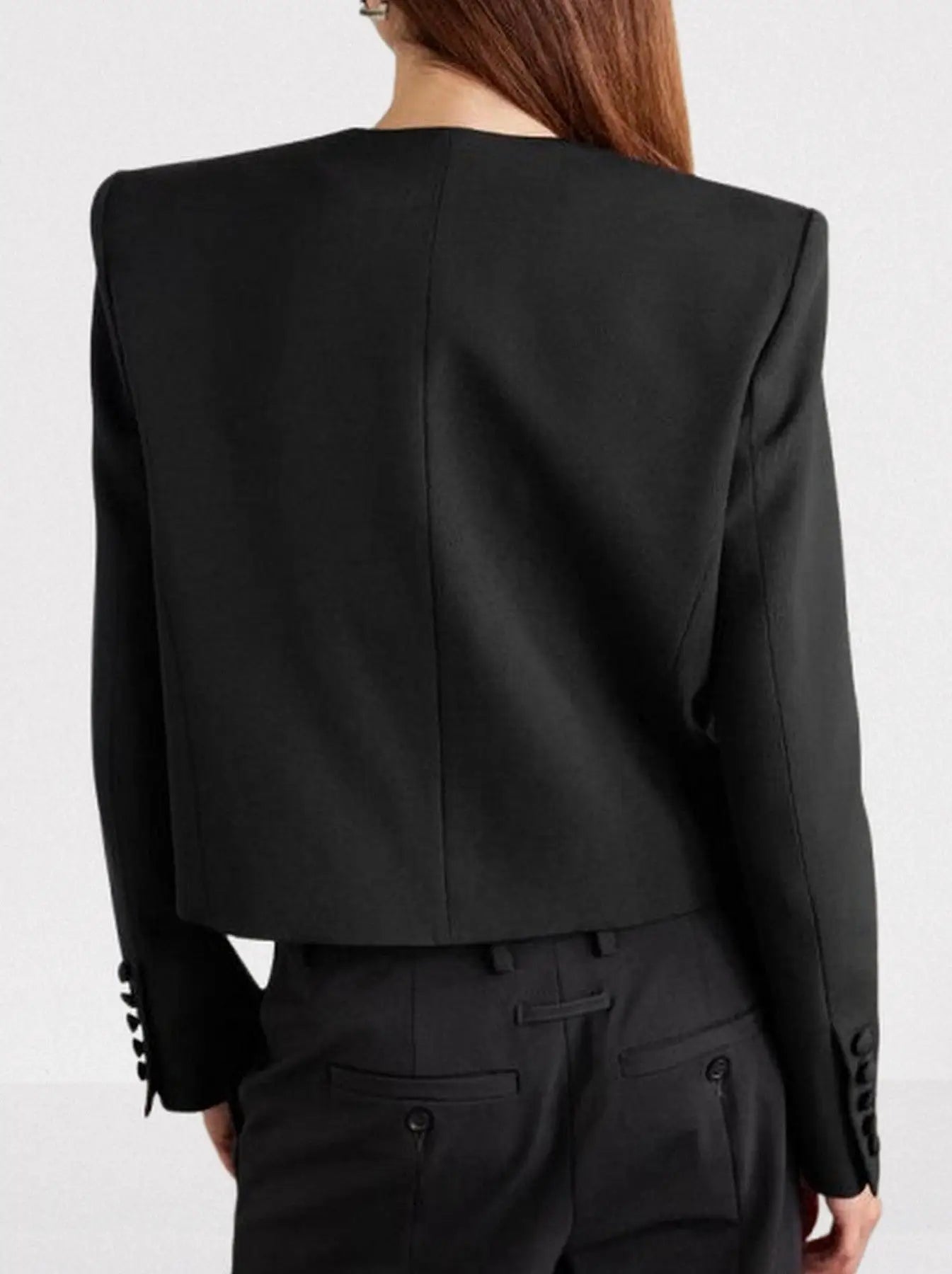 Black Military-Style Cropped Jacket - Jackets