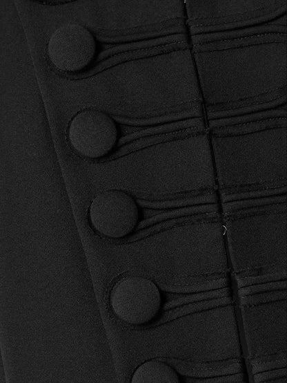 Black Military-Style Cropped Jacket - Jackets