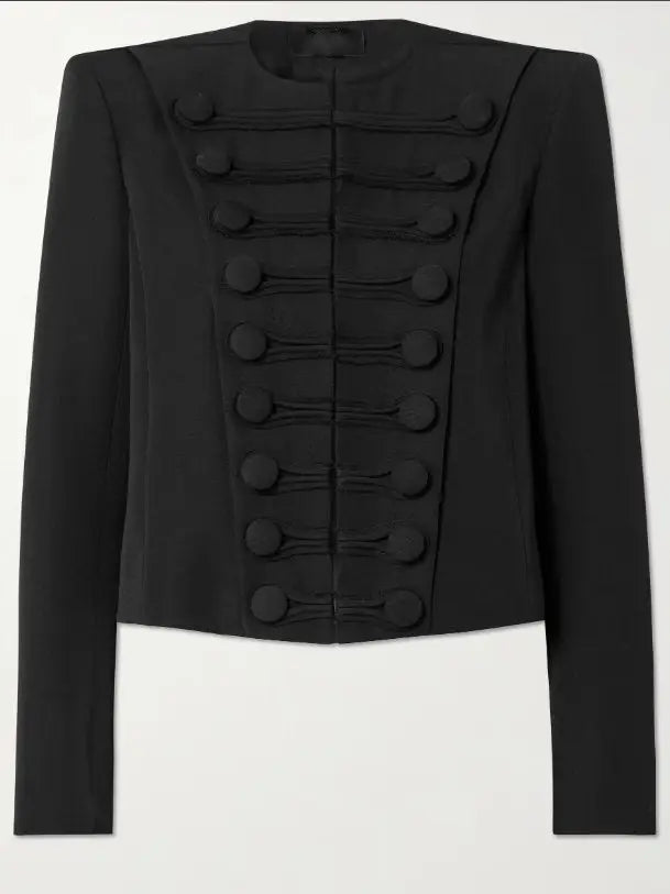 Black Military-Style Cropped Jacket - Jackets