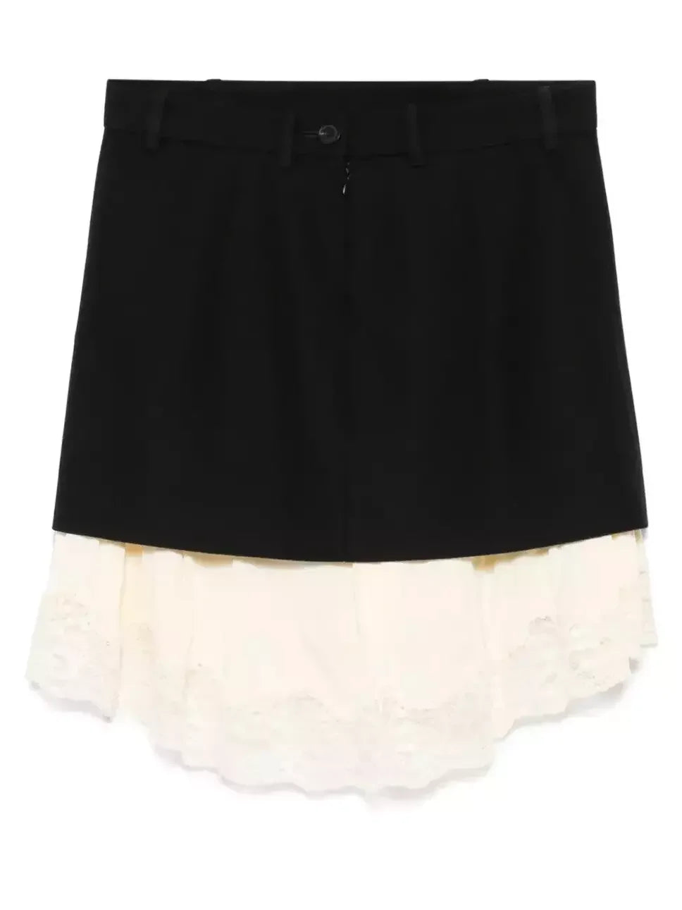 Black Mini Skirt with Lace Layering - Skirts