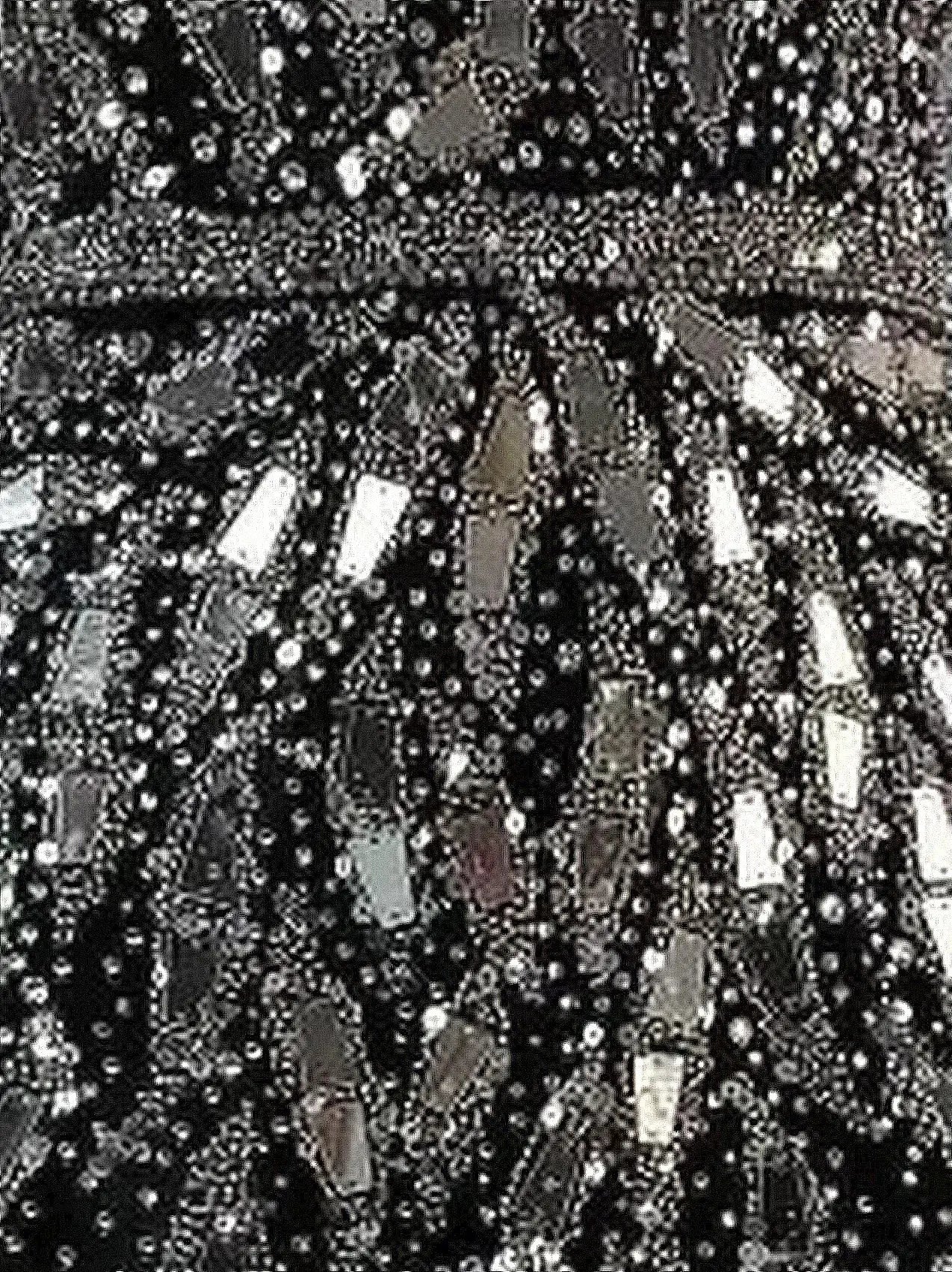 Black Mirror-Embellished Long Sleeve Mermaid Gown - Dresses